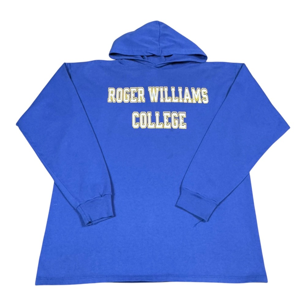 Vintage 90s Champion Roger Williams College Hoodie Sweatshirt Men's Large FLAWS